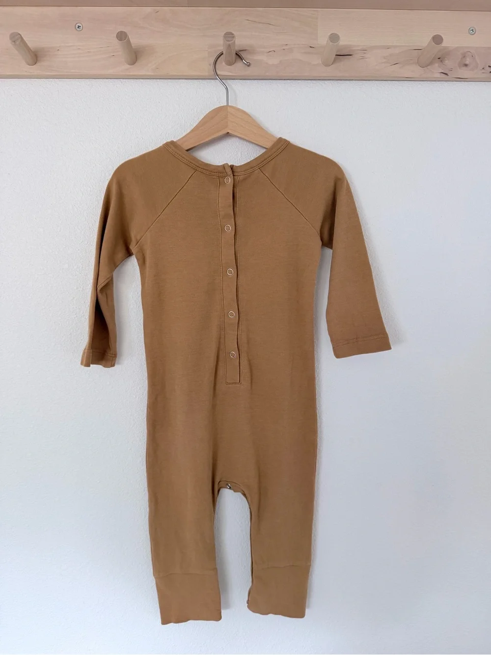 Kate Quinn Baby Long-Sleeve One-Piece Romper in Brown